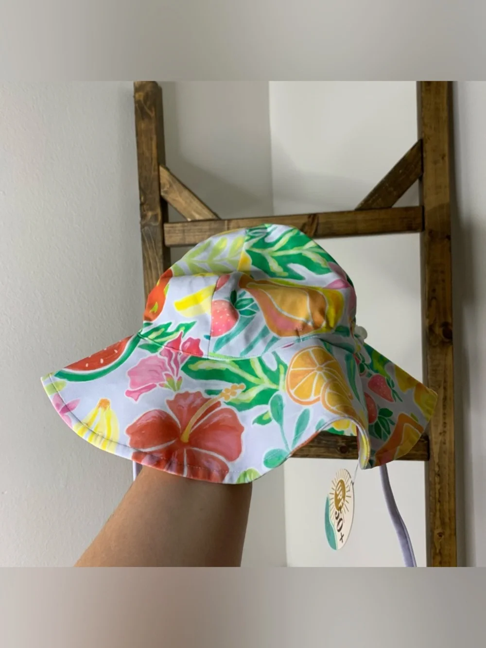 Caden Lane UPF 50+ Floral Fruit Print Kids Sun Hat Size S